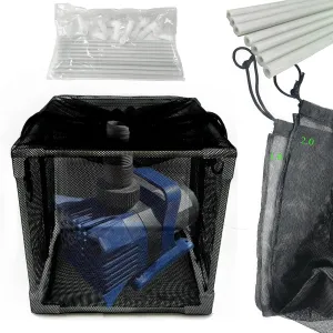 10 inch Large Pond Pump Filter Upgraded 2.0, Extended Anti-Clogging Outdoor Mesh Water Pump Cover Barrier Box, Nylon Mesh Bag Brackets, Outdoor Pond Filters for Pond, Koi Pond and Pool