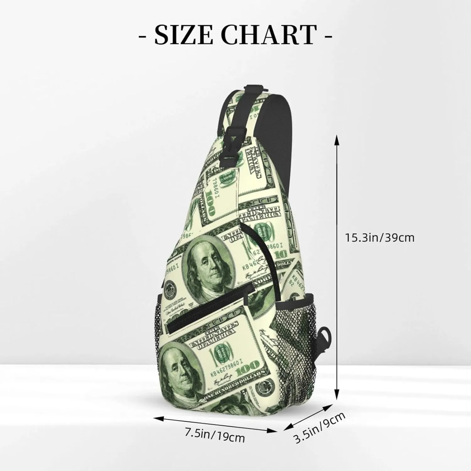 100 Dollars Outdoor Crossbody Shoulder Bag For Unisex Young Adult Hiking Bicycling
