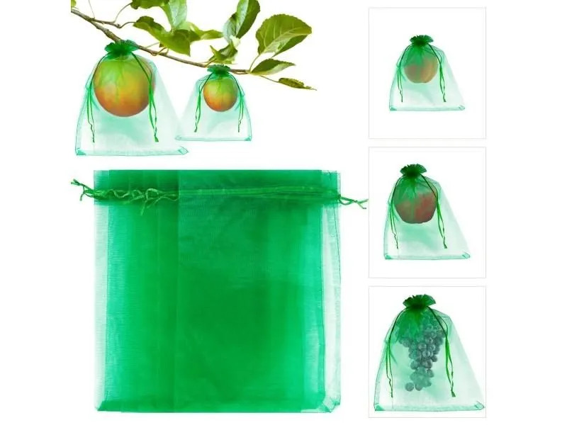 100Pcs Grape Fruit Protection Bags Garden Netting Bag With Drawstring