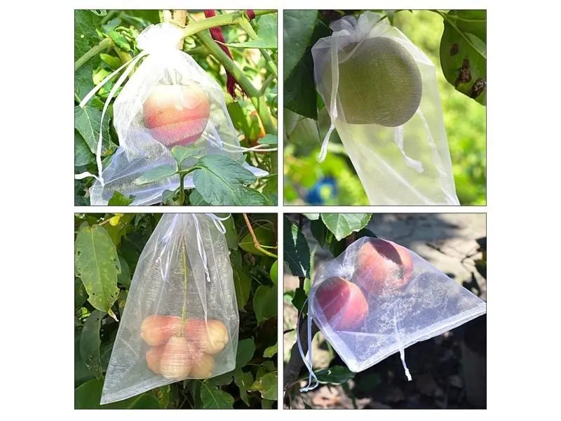 100Pcs Grape Fruit Protection Bags Garden Netting Bag With Drawstring