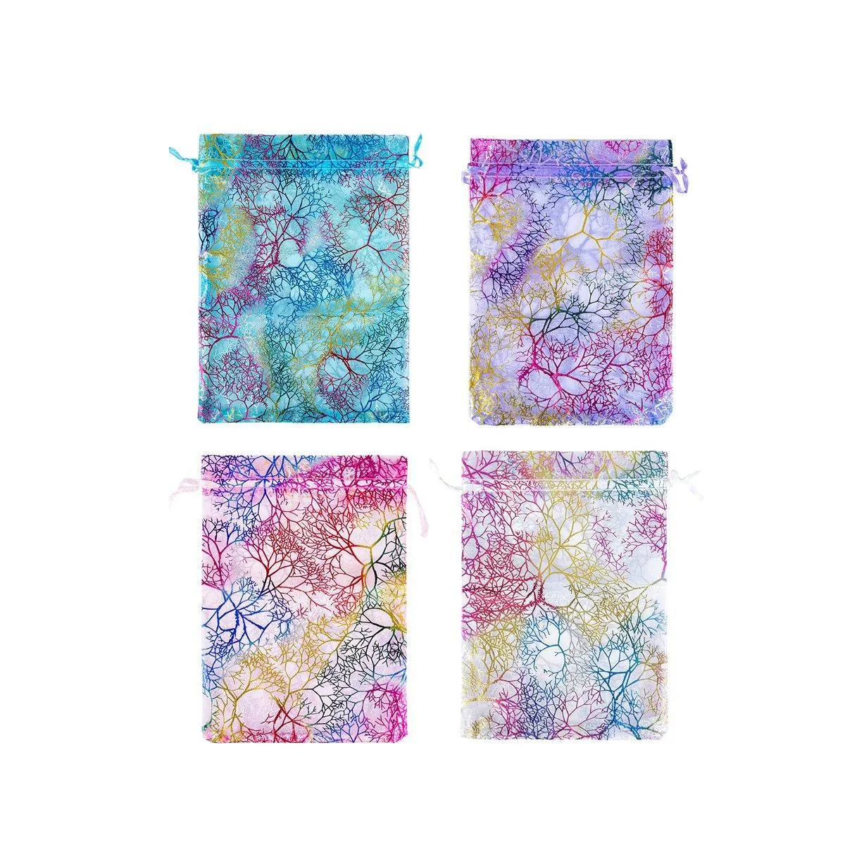 100X Coral Organza Bag Sheer Bags Candy Packaging Jewellery Gift Wedding Pouch