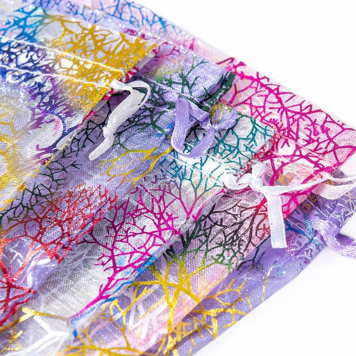 100X Coral Organza Bag Sheer Bags Candy Packaging Jewellery Gift Wedding Pouch