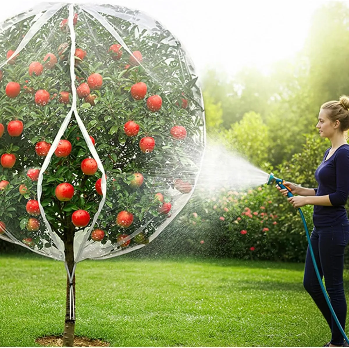 10×10Ft Large Fruit Tree Netting Cover with Drawstring/Zipper- Bird Garden Mesh Netting Protect Tomato Blueberry Bushes Strawberry from Cicada/Insect/Bug/Squirrel, Plant Netting Cover Pest Barrier