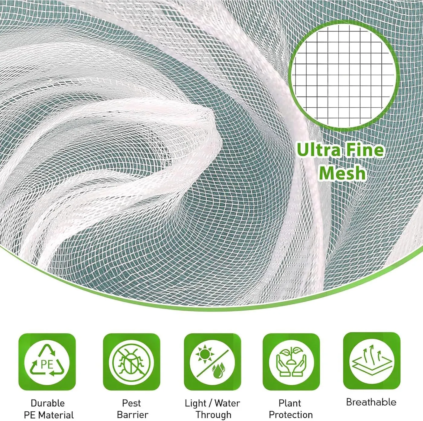 10×10Ft Large Fruit Tree Netting Cover with Drawstring/Zipper- Bird Garden Mesh Netting Protect Tomato Blueberry Bushes Strawberry from Cicada/Insect/Bug/Squirrel, Plant Netting Cover Pest Barrier
