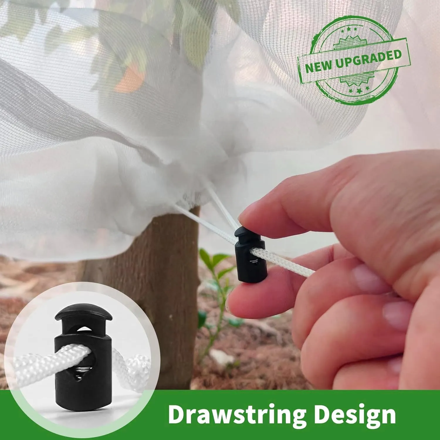 10×10Ft Large Fruit Tree Netting Cover with Drawstring/Zipper- Bird Garden Mesh Netting Protect Tomato Blueberry Bushes Strawberry from Cicada/Insect/Bug/Squirrel, Plant Netting Cover Pest Barrier