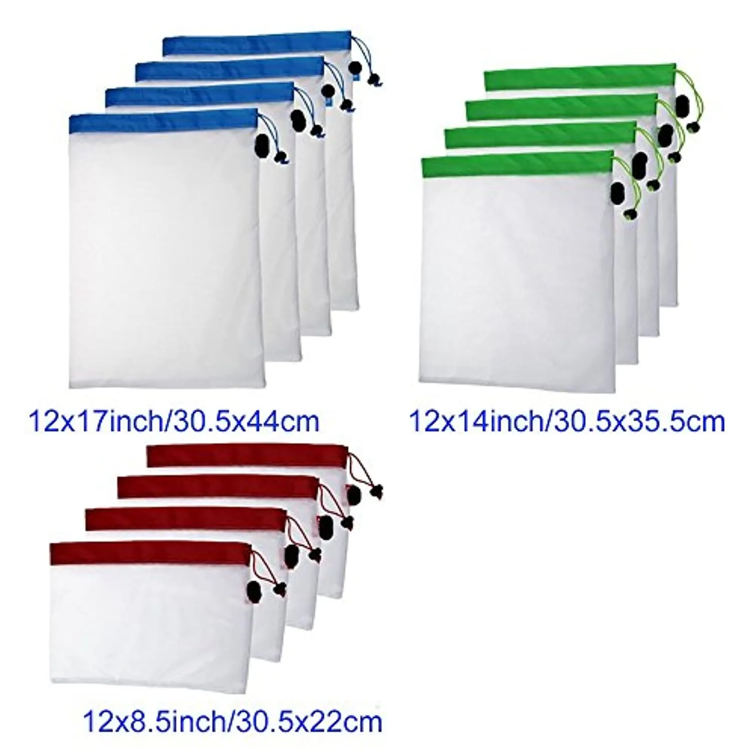 12Pcs Reusable Mesh Produce Bags for Grocery Shopping and Storage Fruit Vegetable and Toys Set