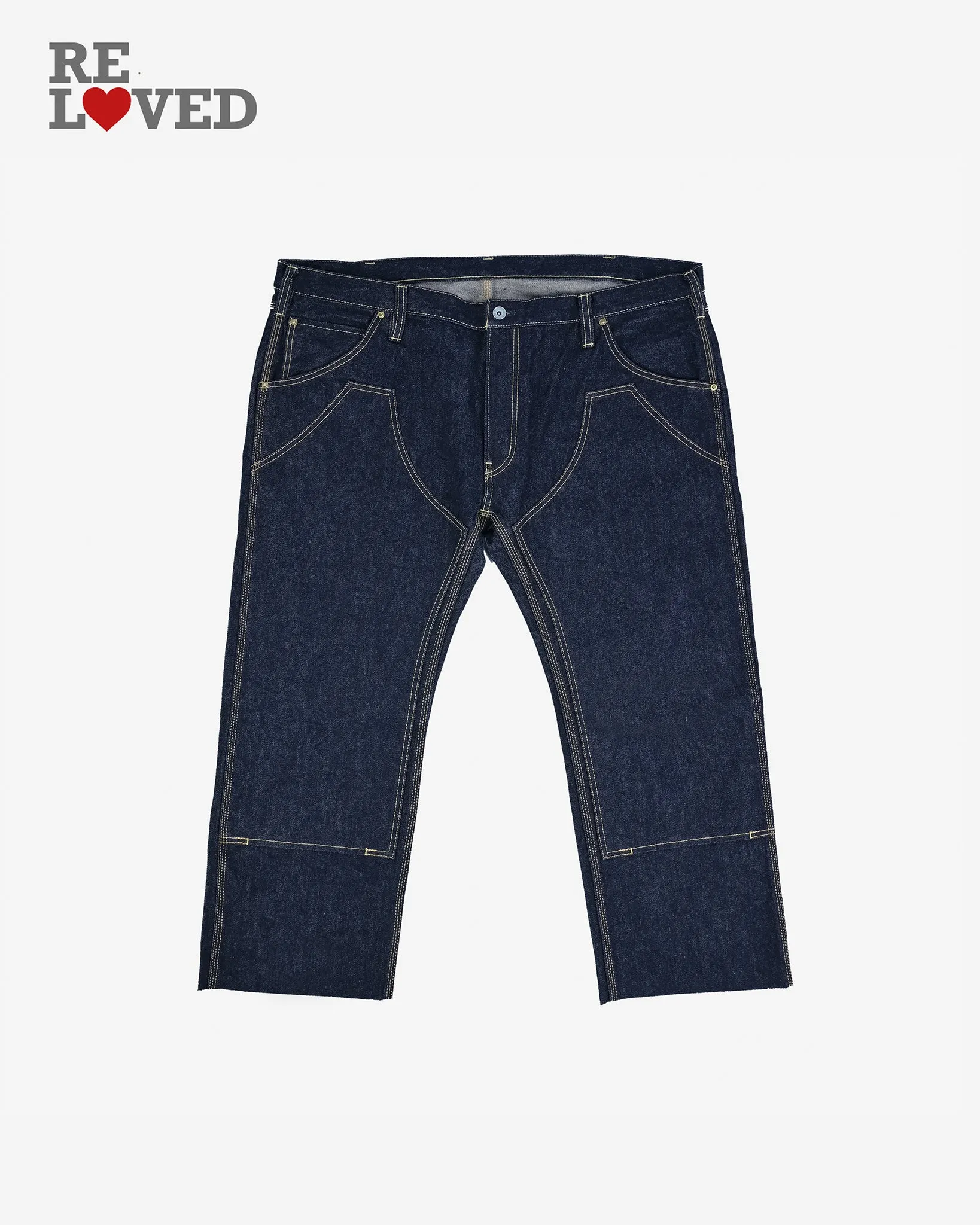 14oz Selvedge Double Knee Work Pants - Indigo (IH-828-IND) Tag 44, Cut to 26.0''