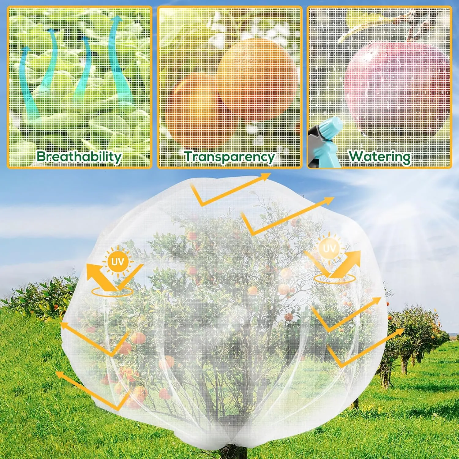 2 PCS 8.2 x 6.6 ft Fruits Tree Netting,Garden Insect Netting Plant Cover with Drawstring Transparent Bird Plant Barrier Flower Fruits Mesh Screen for Preventing Deer Squirrel Bug