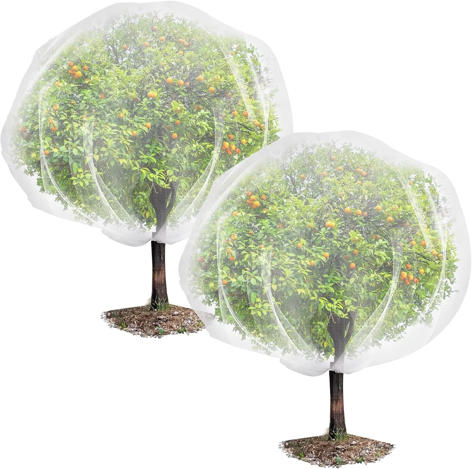 2 PCS 8.2 x 6.6 ft Fruits Tree Netting,Garden Insect Netting Plant Cover with Drawstring Transparent Bird Plant Barrier Flower Fruits Mesh Screen for Preventing Deer Squirrel Bug