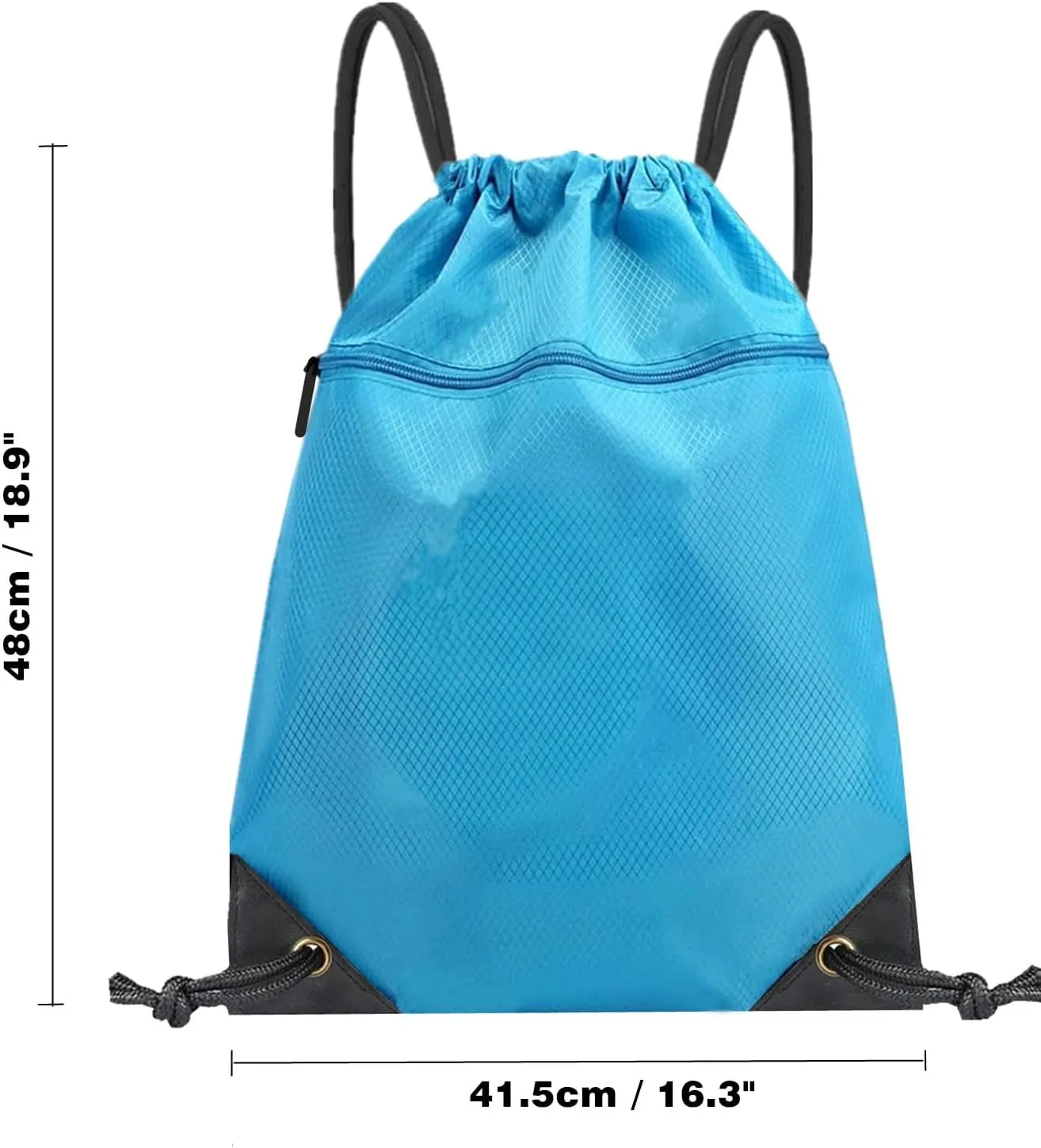 2 Pieces Drawstring Backpack Bag, Waterproof Drawstring Gym Bag, Draw String Back Sack with Zipper Pocket, Cinch Bags Sports Backpack String Sackpack Swim String for Men Women (Light Blue)