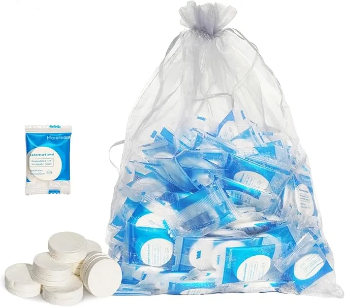 200 pcs Compressed Towel, Baby Wipes Wet Towels Tablet Travel Disposable Napkins Coin Tissues Portable for Camping Home Beauty Travel Sports Outdoor, Biodegradable Facial Towelettes,Camping Wipes