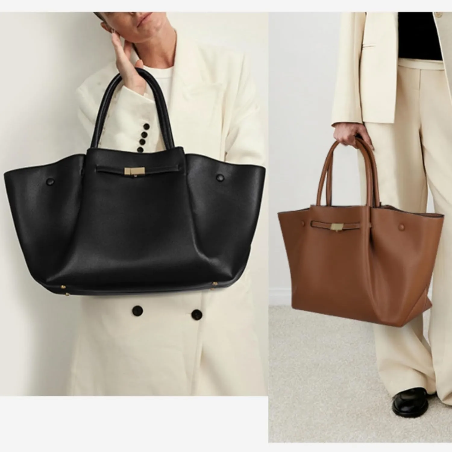 2025 Women Leather Tote Bag Large Capacity Work Handbag Shoulder Crossbody Unique Lock Travel Weekend Bag
