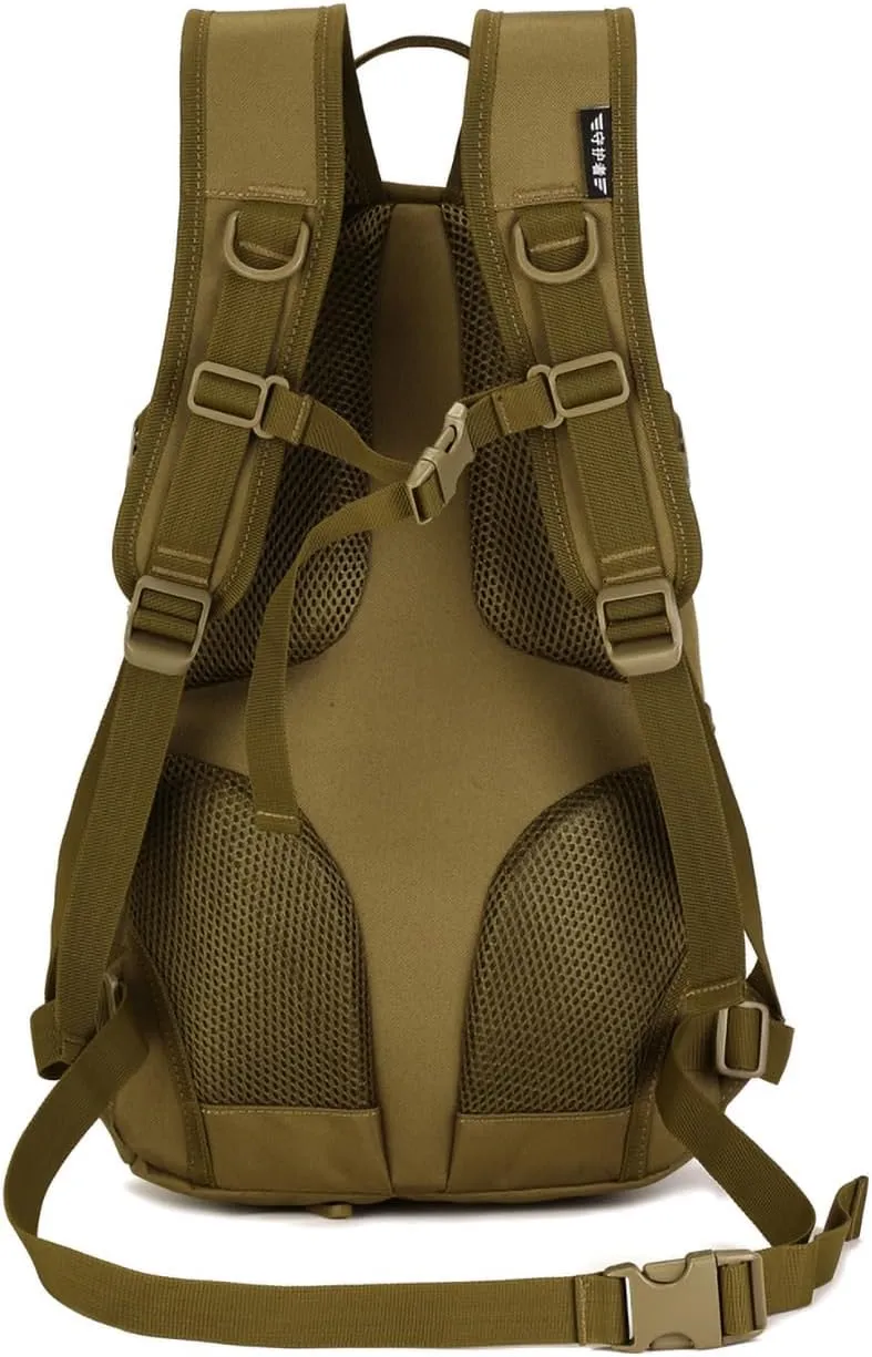 20L Tactical Backpack MOLLE Bag Military Satchel Daypack Waterproof Trekking Backpack, Brown