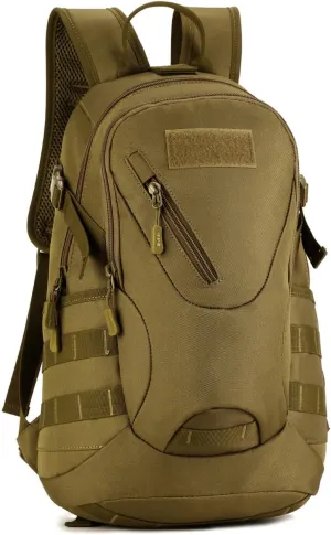 20L Tactical Backpack MOLLE Bag Military Satchel Daypack Waterproof Trekking Backpack, Brown
