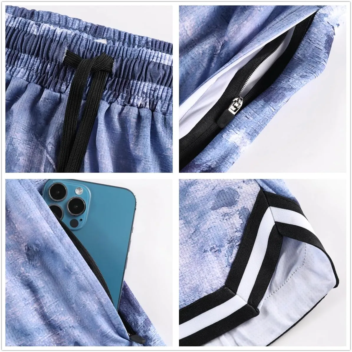 2/3 Pack Basketball Shorts with Zipper Pockets for Men,Active Athletic Shorts