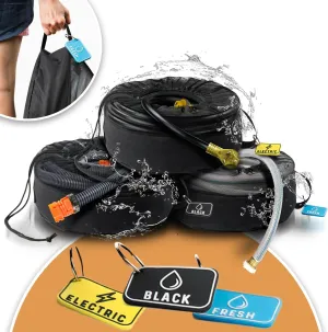 3 Pack RV Hose Storage Bag - Waterproof for Fresh/Black Water Hoses, Sewer, Electrical Cords & RV Accessories - Easy Color-Coded Organization to Store Inside Motorhomes, Campers & Trailers - USA