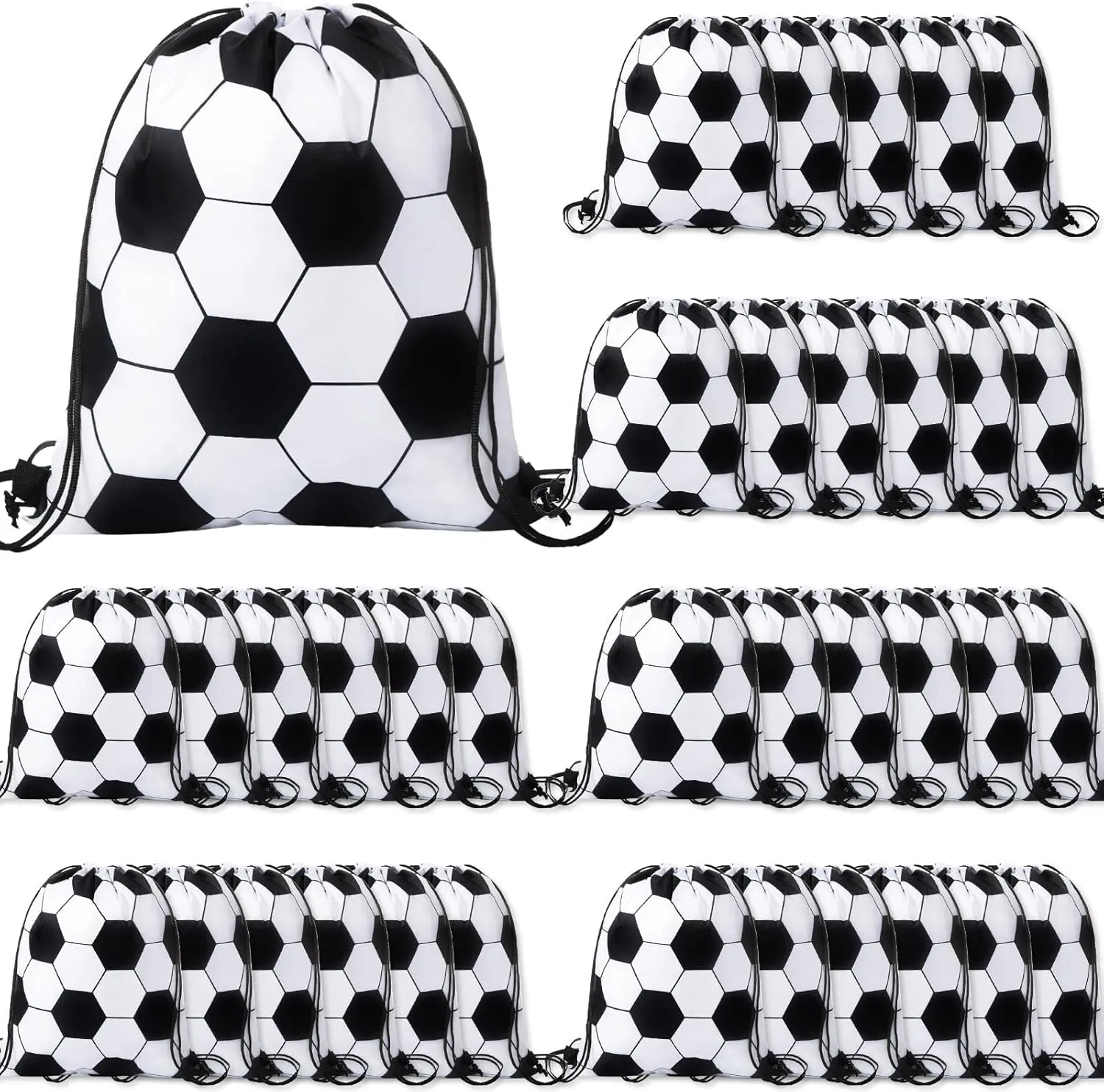 36 Pcs Ball Drawstring Bags Sports Gym Bag Unisex Ball String Backpacks for Kids Various Ball Games Party Favors (Soccer)