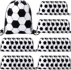 36 Pcs Ball Drawstring Bags Sports Gym Bag Unisex Ball String Backpacks for Kids Various Ball Games Party Favors (Soccer)