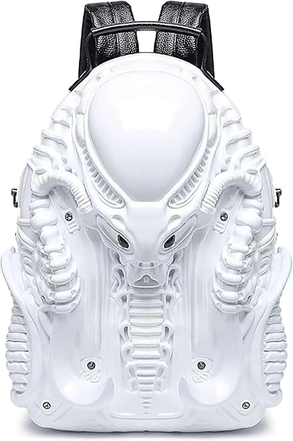 3D Xenomorph Shaped Backpack Steam Punk for Men Women Y2K Personality Travel Handbag PVC Unique Novelty Alien Purse (white)