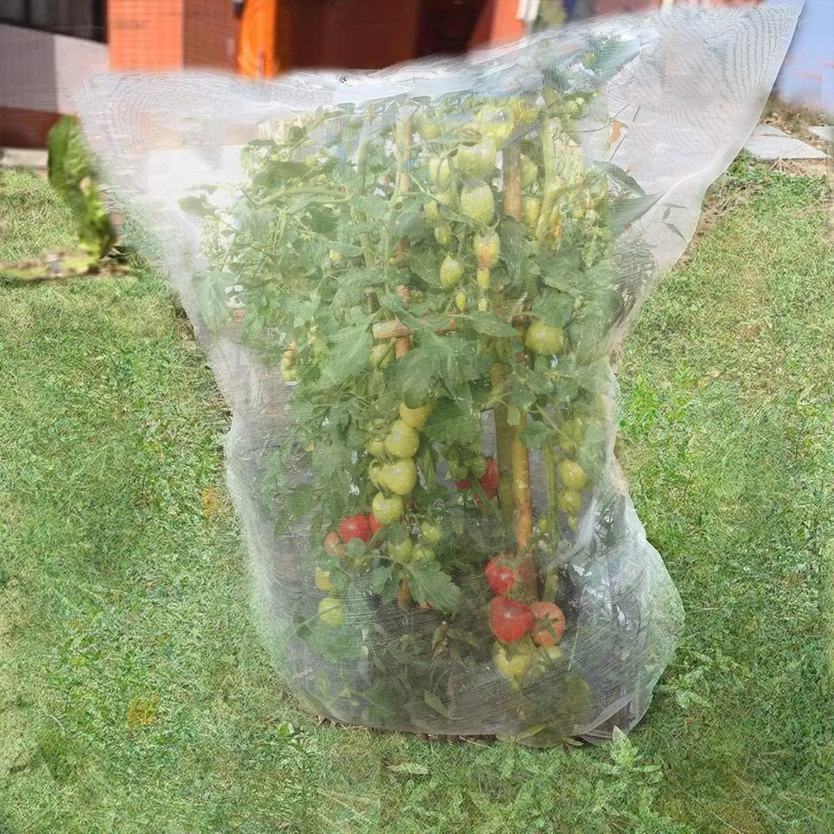 4 Pack Plant Insect Bird Barrier Net Mesh with Drawstring, 3.5Ftx2.3Ft Plant Protective Cover Garden Flower Screen Barrier Bag for Vegetables Fruits Flower from Bird Eating