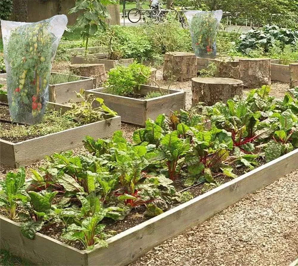 4 Pack Plant Insect Bird Barrier Net Mesh with Drawstring, 3.5Ftx2.3Ft Plant Protective Cover Garden Flower Screen Barrier Bag for Vegetables Fruits Flower from Bird Eating