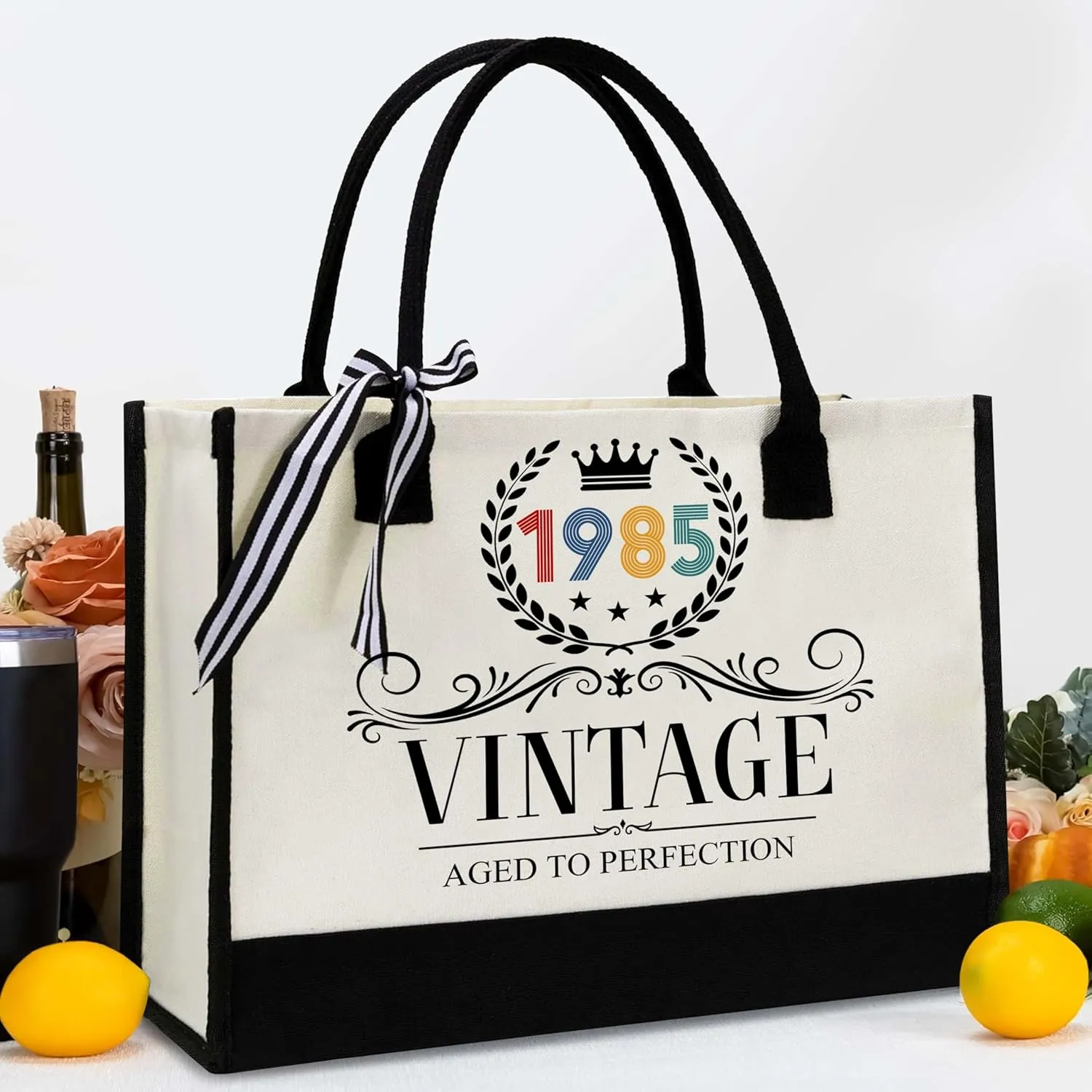 40th Birthday Gifts For Her - Gift for 40th Birthday - 40th Years Old for Women - 40th Decorations For Women - 1985 Canvas Tote Bag - Turning 40th Gifts