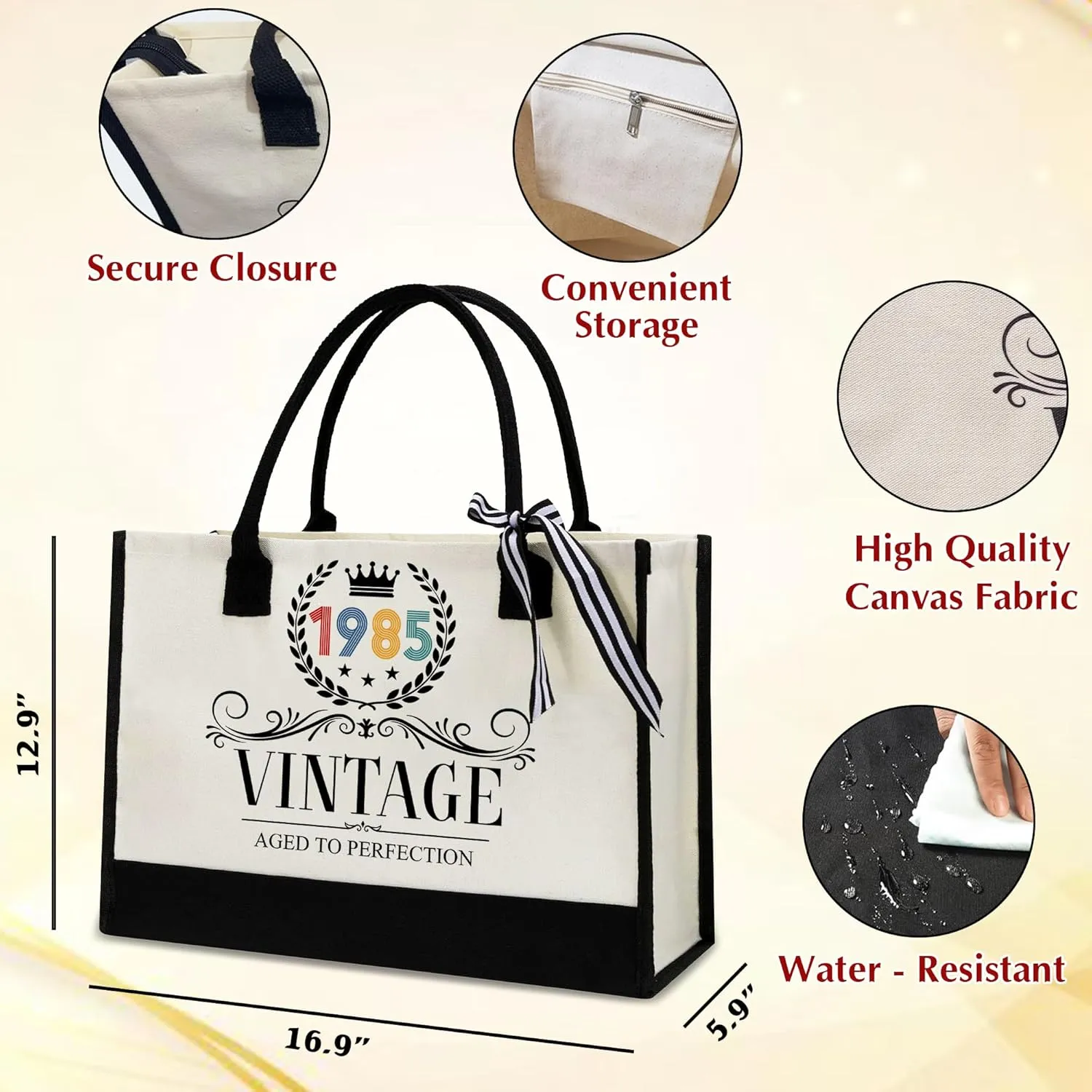 40th Birthday Gifts For Her - Gift for 40th Birthday - 40th Years Old for Women - 40th Decorations For Women - 1985 Canvas Tote Bag - Turning 40th Gifts