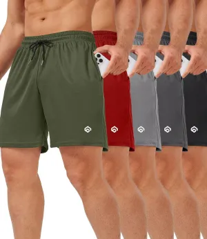 5 Pack Gym Shorts Men 5 Inch Quick Dry Mesh Shorts Men Lightweight Training Athletic Running Shorts with Pockets