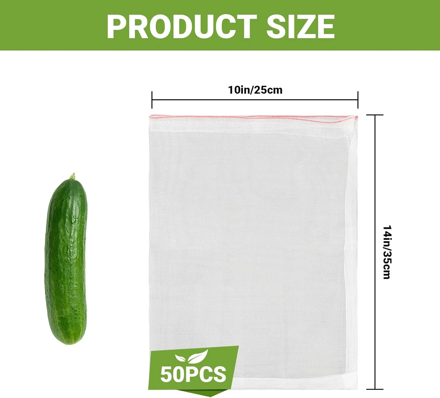 50 PCS Fruit Protection Bags, Enpoint 10x14 Inch Reusable Garden Netting Mesh Bag with Drawstrings, Plant Covers Protect Fruits Vegetables Tomato Apple Peach Trees