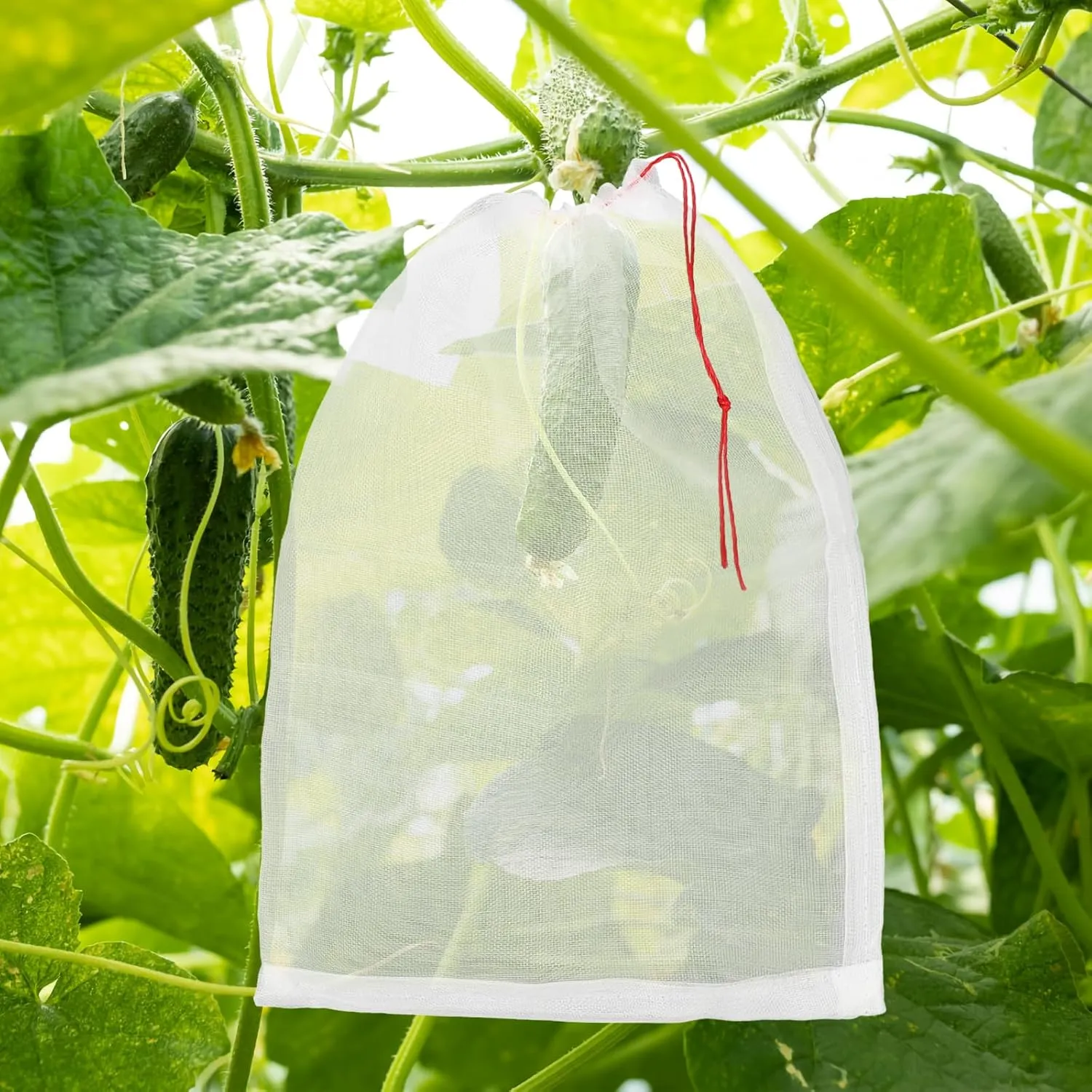50 PCS Fruit Protection Bags, Enpoint 10x14 Inch Reusable Garden Netting Mesh Bag with Drawstrings, Plant Covers Protect Fruits Vegetables Tomato Apple Peach Trees