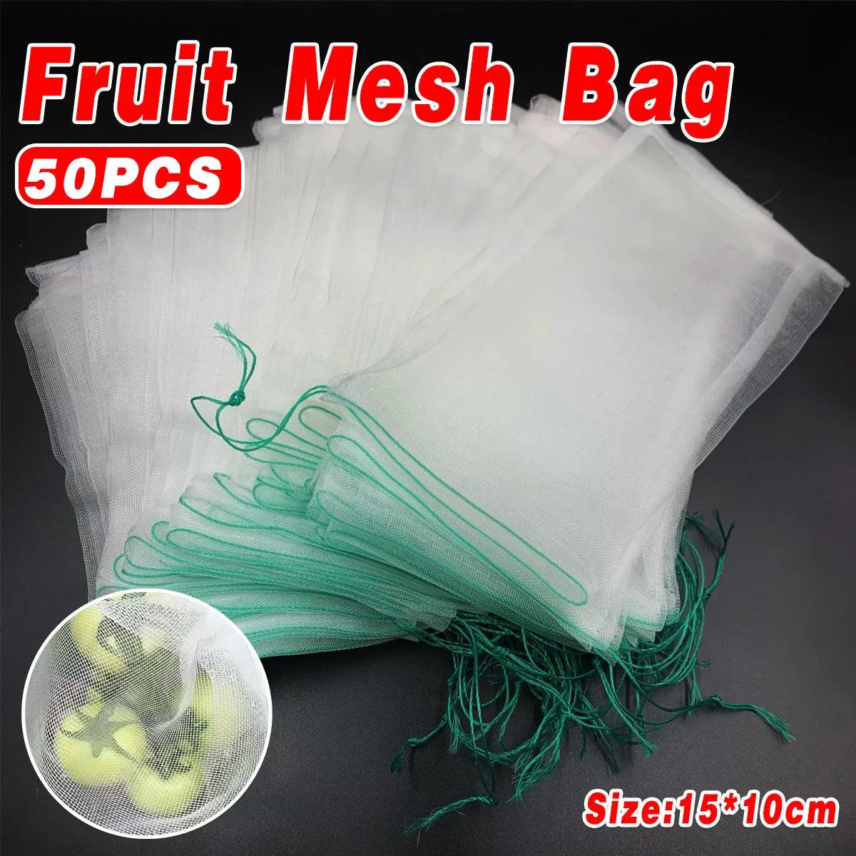 50pcs Fruit and Vegetable Protection Bags Nylon Mesh Bird Proof Garden Bags
