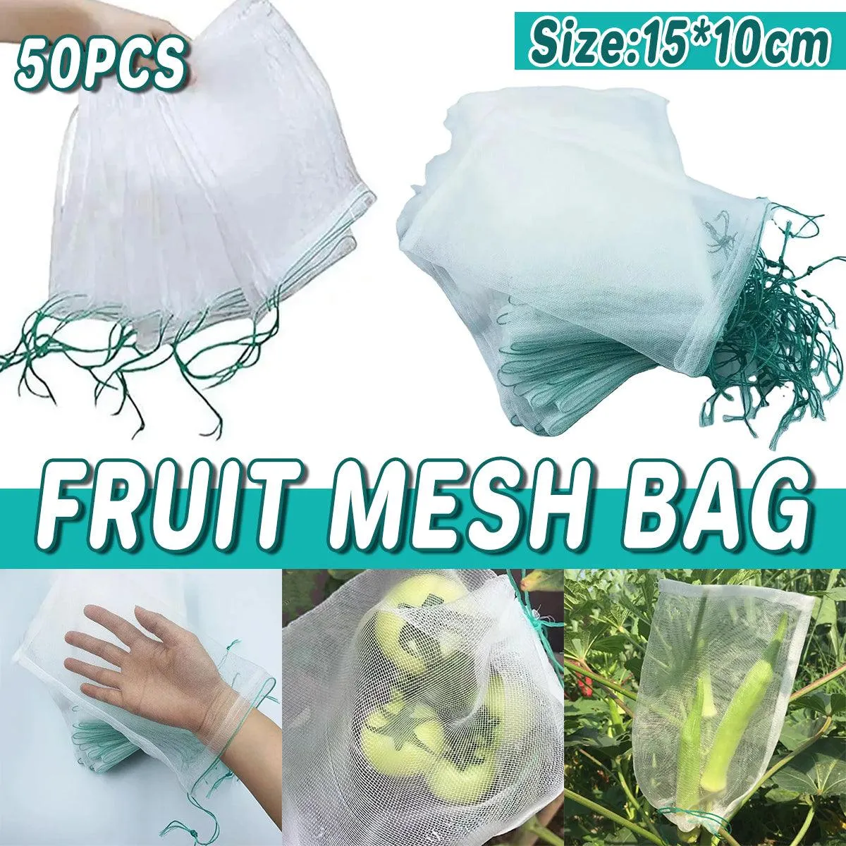 50pcs Fruit and Vegetable Protection Bags Nylon Mesh Bird Proof Garden Bags