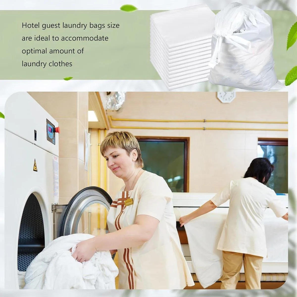 50pcs Hotel Guesthouse Plastic Laundry Bags with Drawstring for Travel or Home