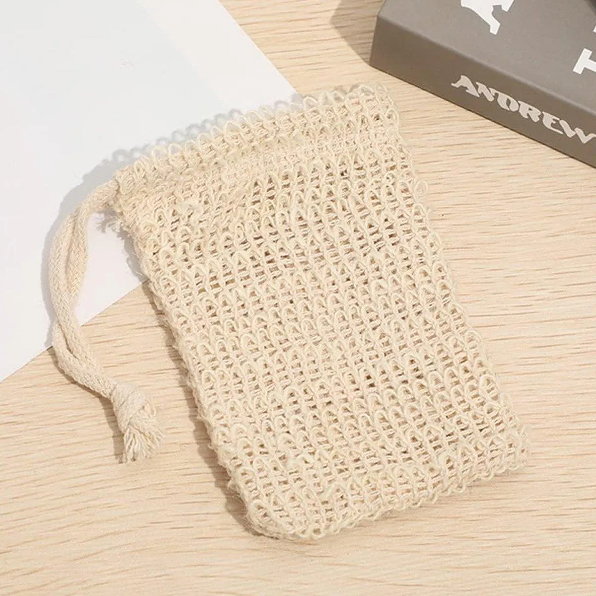 50PCS Soap Exfoliating Bags Cotton Linen Foaming Soap Saver Bag Pouch Drawstring
