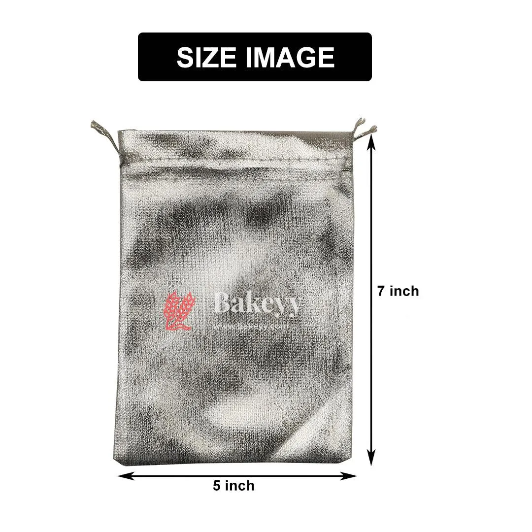 5x7 Inch Elegant Silver Metallic Drawstring Gift Bags – Stylish and Versatile Packaging | Silver Drawstring Organza Jewelry Pouches Wedding Party Christmas Favor Gift Candy Chocolate Bags |Pack Of 50|