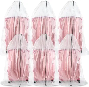 6 Pack Extra Large Clear Drawstring Plastic Storage Bags, 5 Mils Extra Thicken, Dustproof Moistureproof Luggage Bags for Suitcase, 35x63" & 35x47"