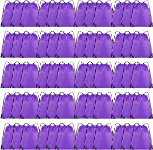 60 Pieces Drawstring Backpack Bulk Cinch Sackpack Ployster Drawstring Bags for Gym Party Trip(Purple)