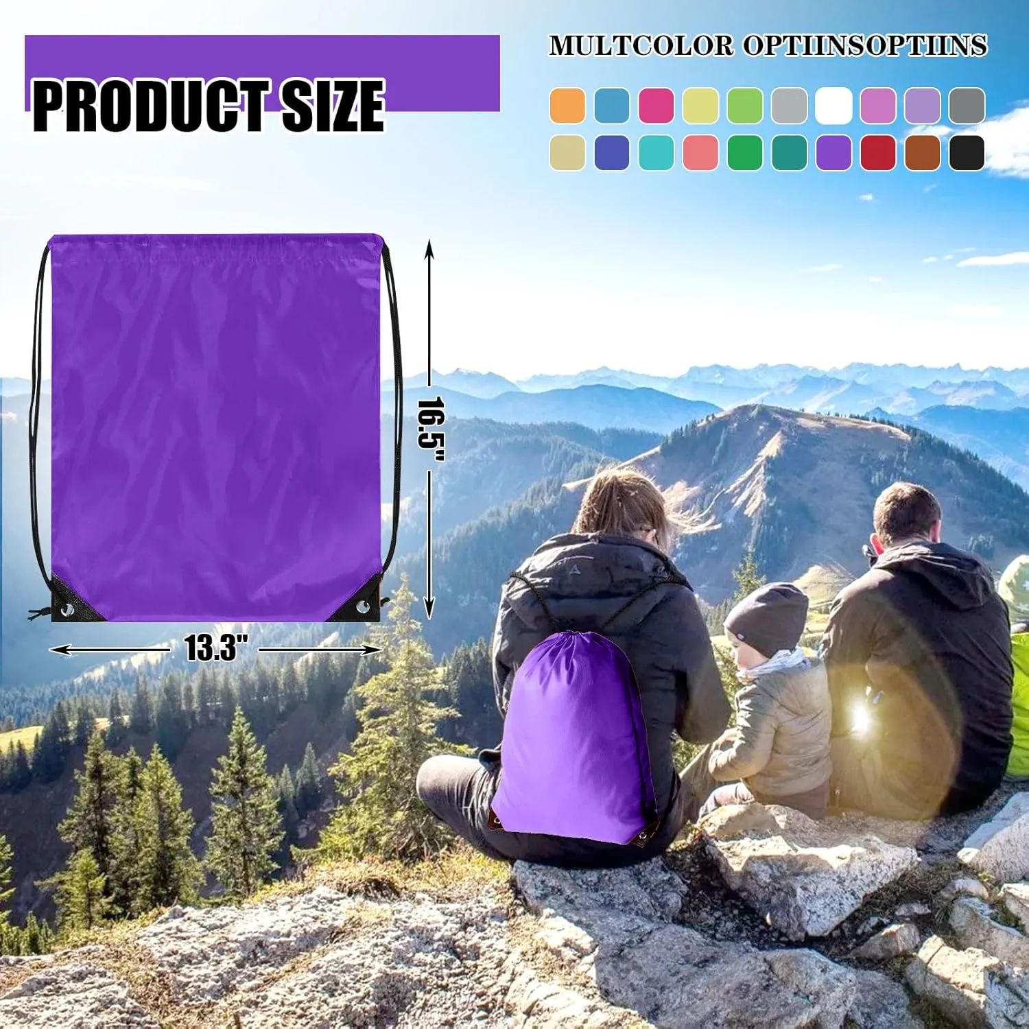60 Pieces Drawstring Backpack Bulk Cinch Sackpack Ployster Drawstring Bags for Gym Party Trip(Purple)