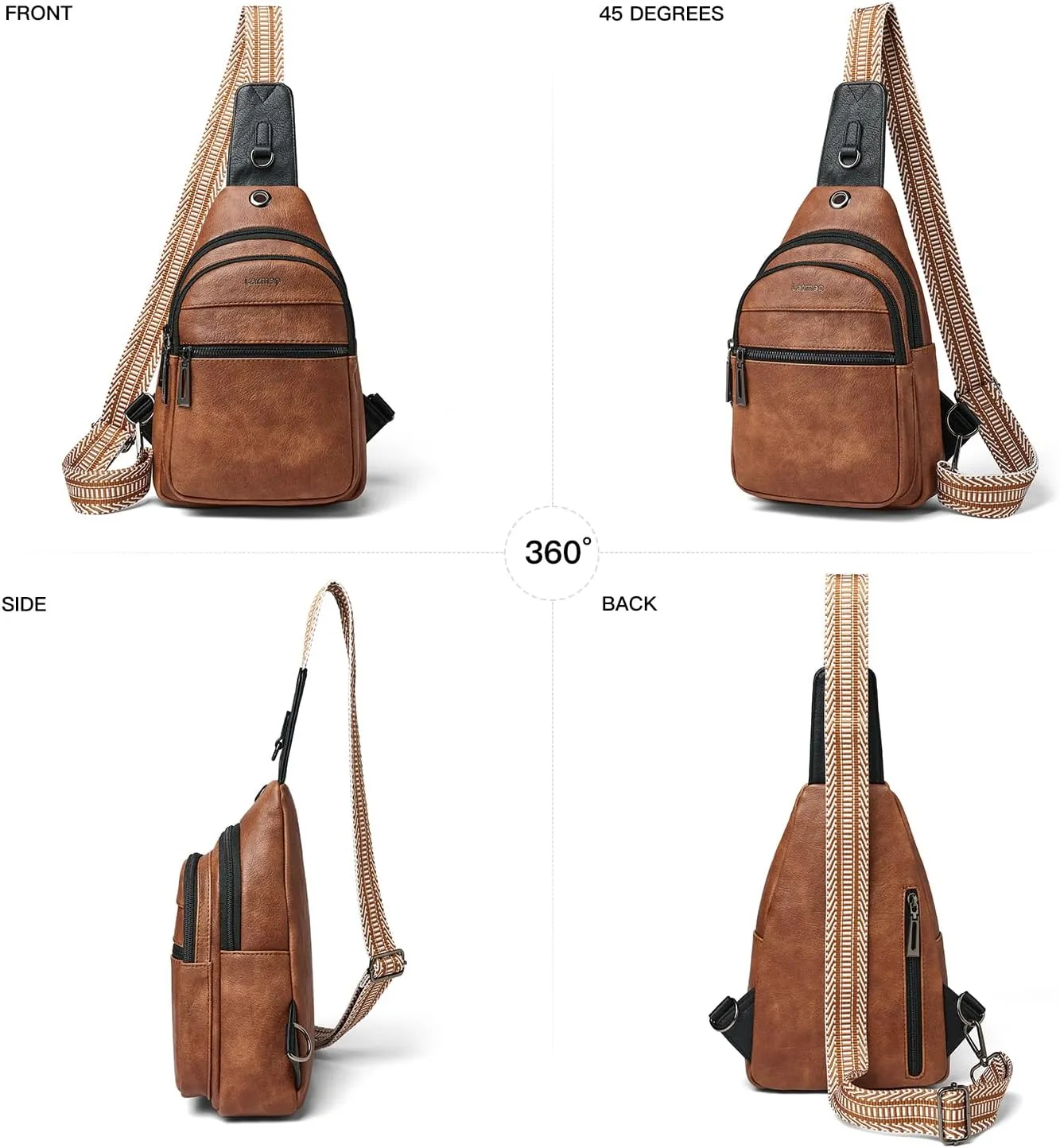 7L Sling Bag For Women Men Crossbody Shoulder Tote Blet Bags Backpack Fanny Pack Travel Purse Faux Leather