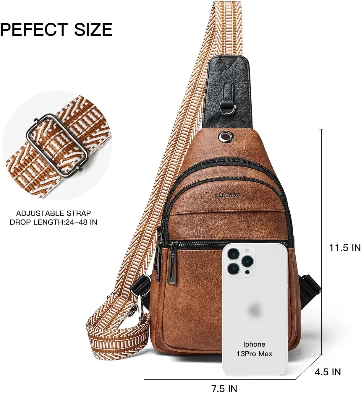 7L Sling Bag For Women Men Crossbody Shoulder Tote Blet Bags Backpack Fanny Pack Travel Purse Faux Leather