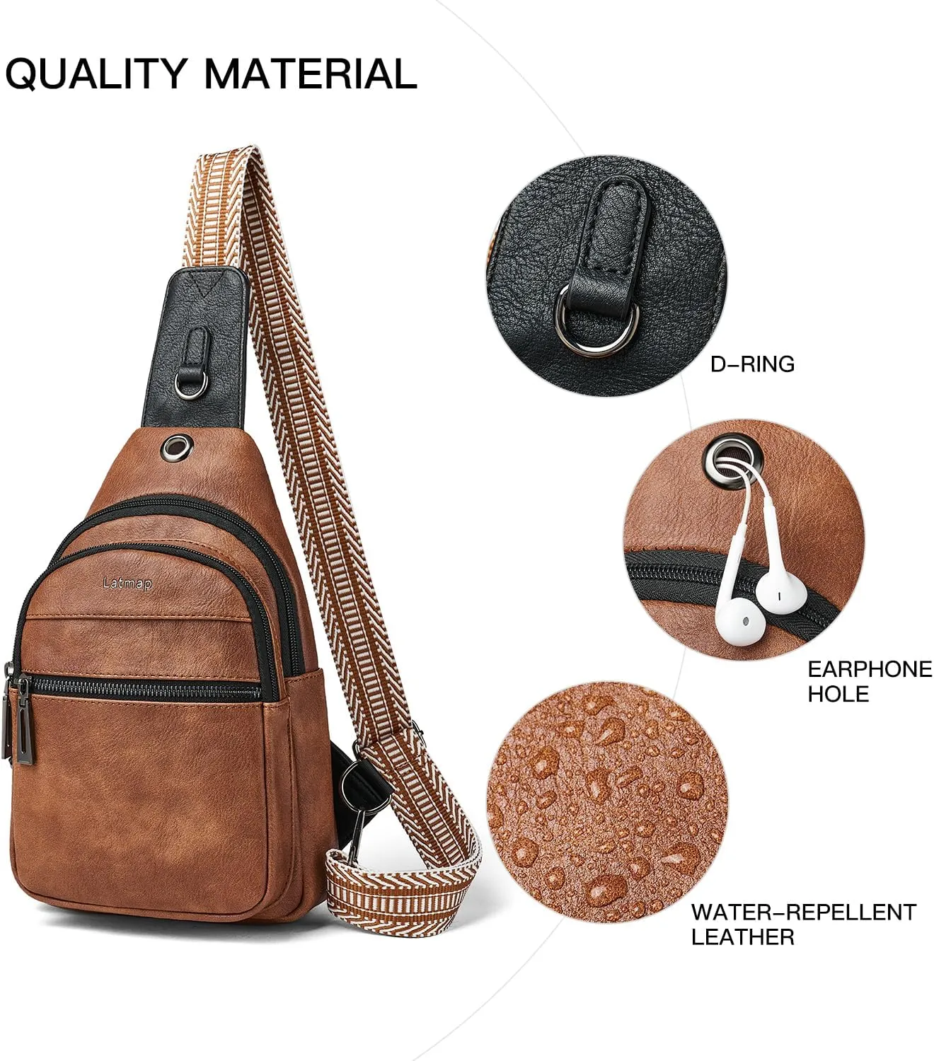7L Sling Bag For Women Men Crossbody Shoulder Tote Blet Bags Backpack Fanny Pack Travel Purse Faux Leather