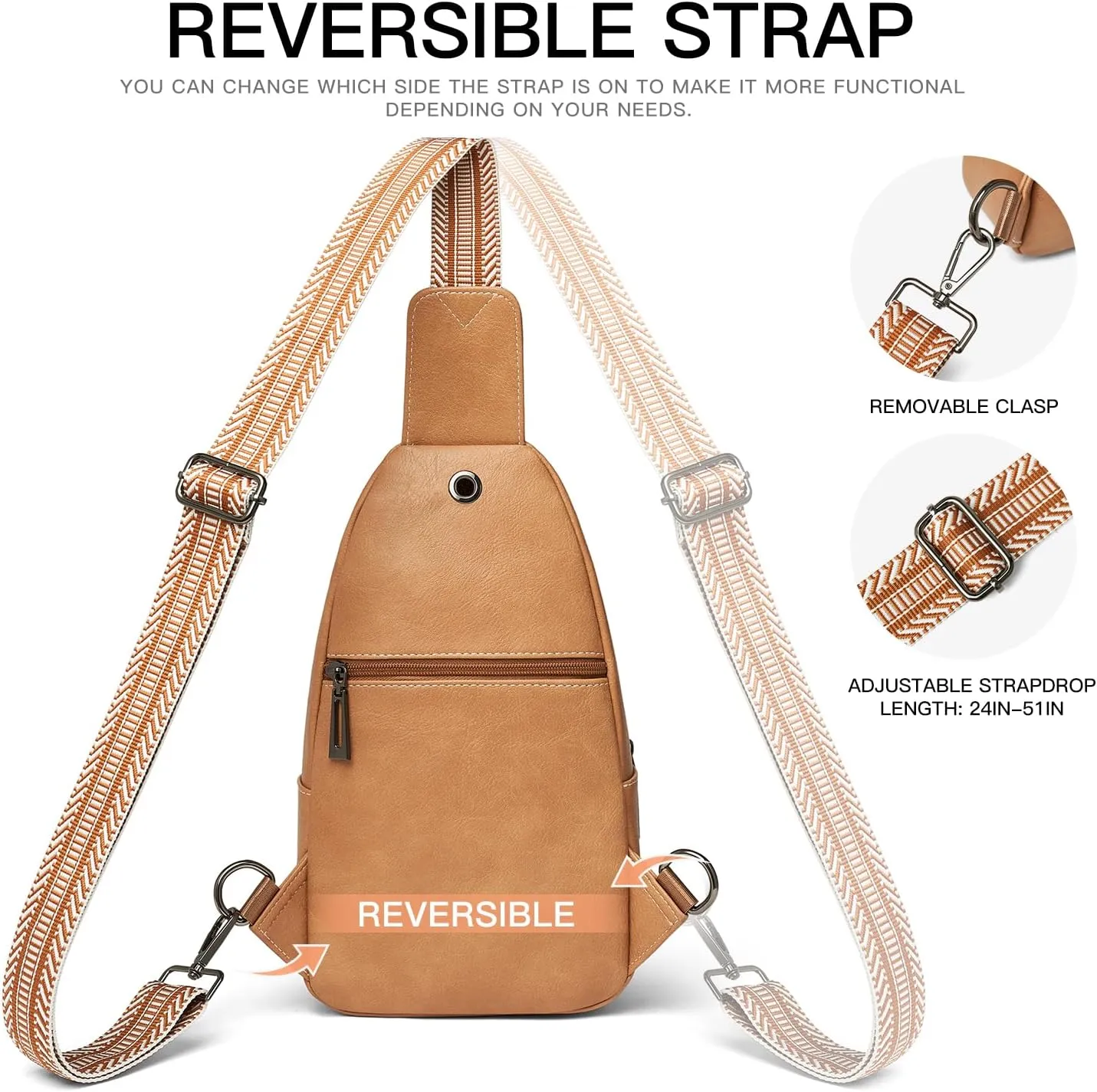 7L Sling Bag for Women Men Leather Small Sling Backpack Daypack Anti Theft Fanny Pack Crossbody Purse Travel