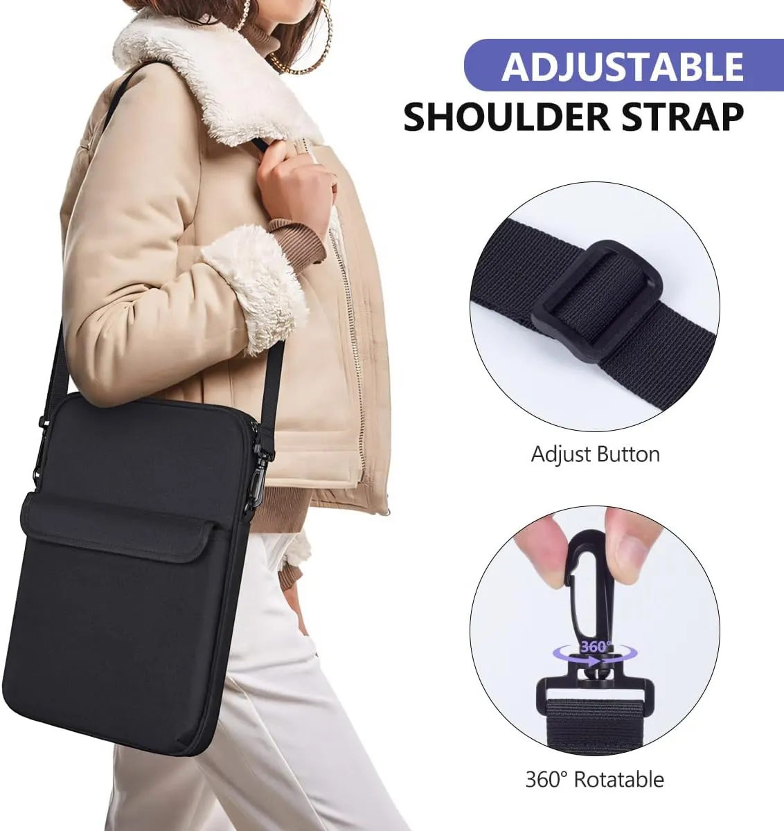 9-11 Inch Tablet Carrying Sleeve Shoulder Bag for iPad Pro M4/iPad Air M2 11" 2024, Amazon Fire Max 11/Fire HD 10/Fire HD 10 Plus/Galaxy Tab S9 S8 S7 S6 11" Protective Case