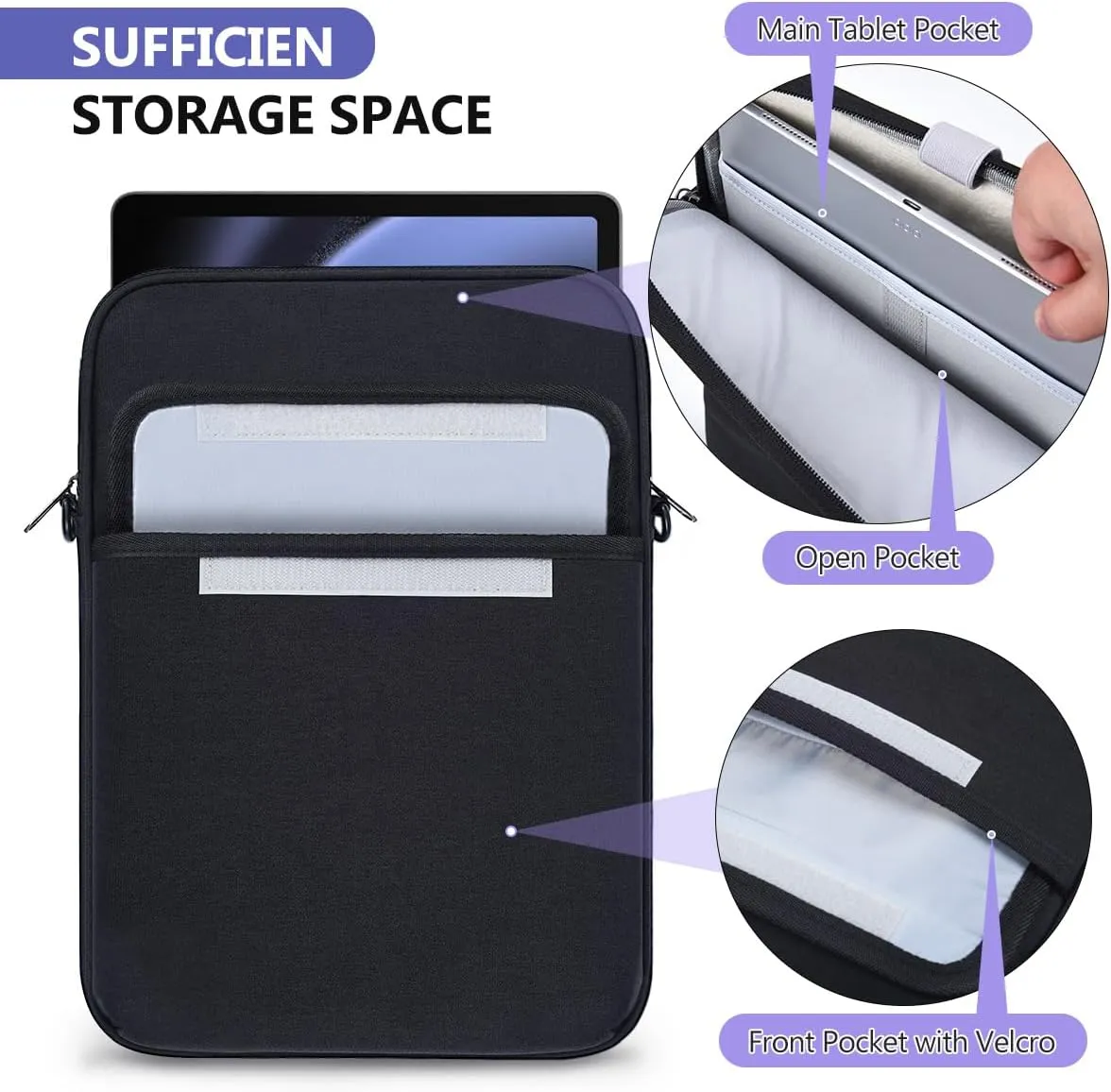 9-11 Inch Tablet Carrying Sleeve Shoulder Bag for iPad Pro M4/iPad Air M2 11" 2024, Amazon Fire Max 11/Fire HD 10/Fire HD 10 Plus/Galaxy Tab S9 S8 S7 S6 11" Protective Case