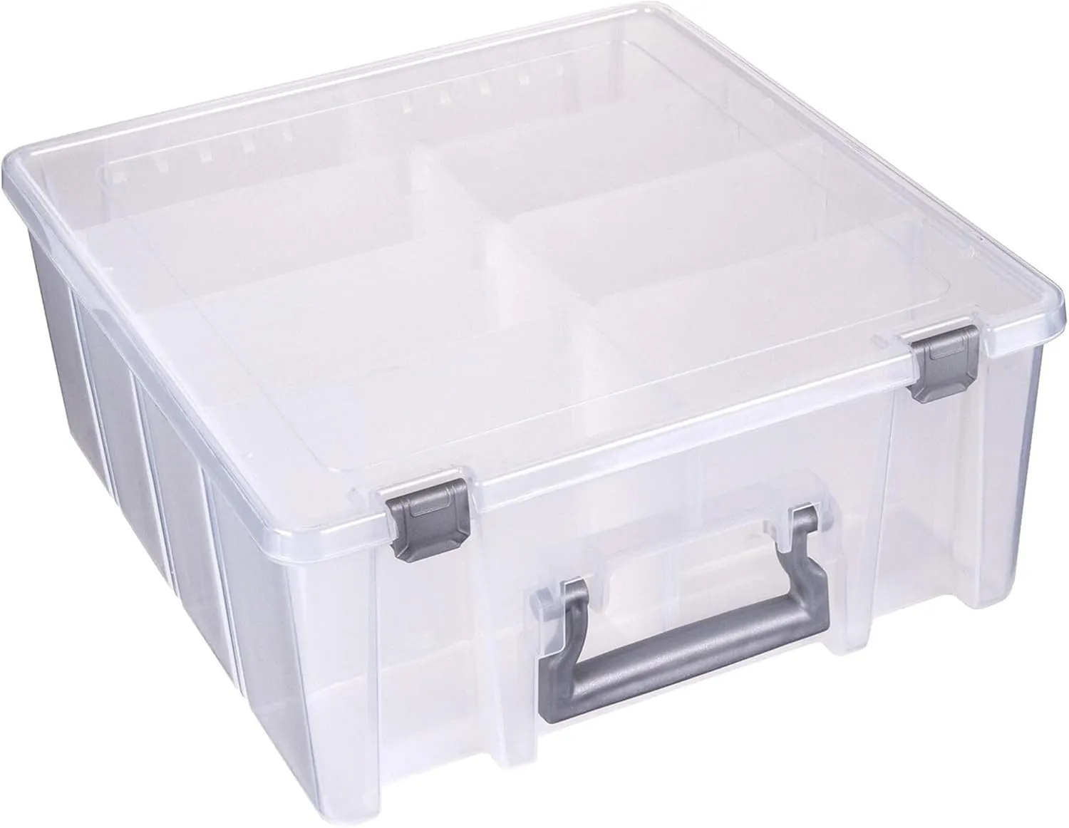 AB Designs Super Satchel Double Deep Compartment Box - Art Storage with 8 Removable Compartments, Smart Closure for Craft Supplies