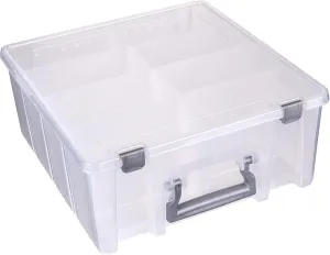 AB Designs Super Satchel Double Deep Compartment Box - Art Storage with 8 Removable Compartments, Smart Closure for Craft Supplies