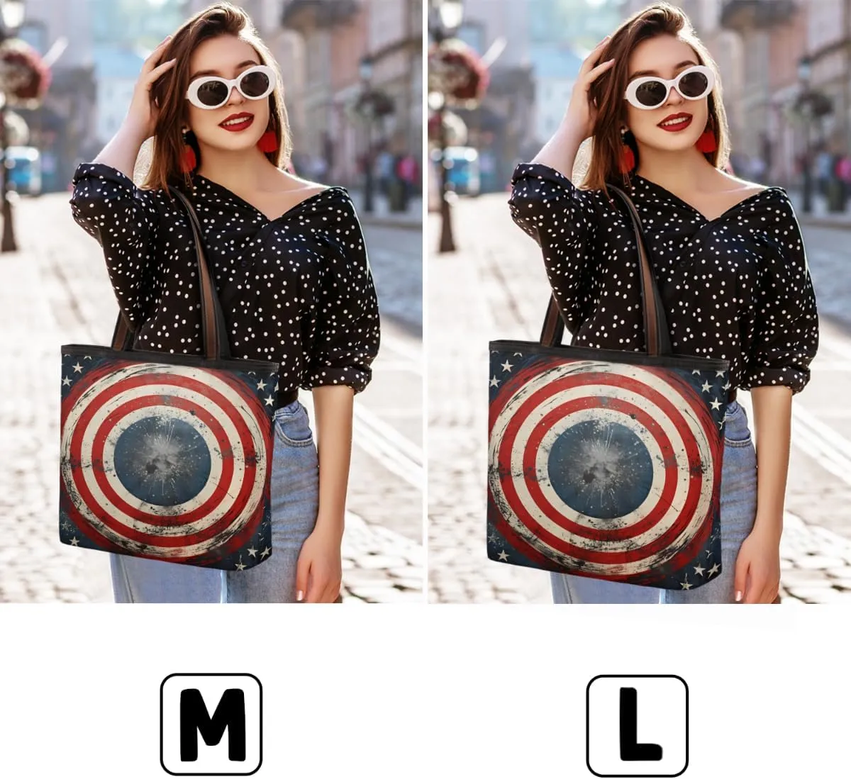Abstract American Shield Tote Bag Tote Purse for Women with Zipper Womens Handbags for Work Travel