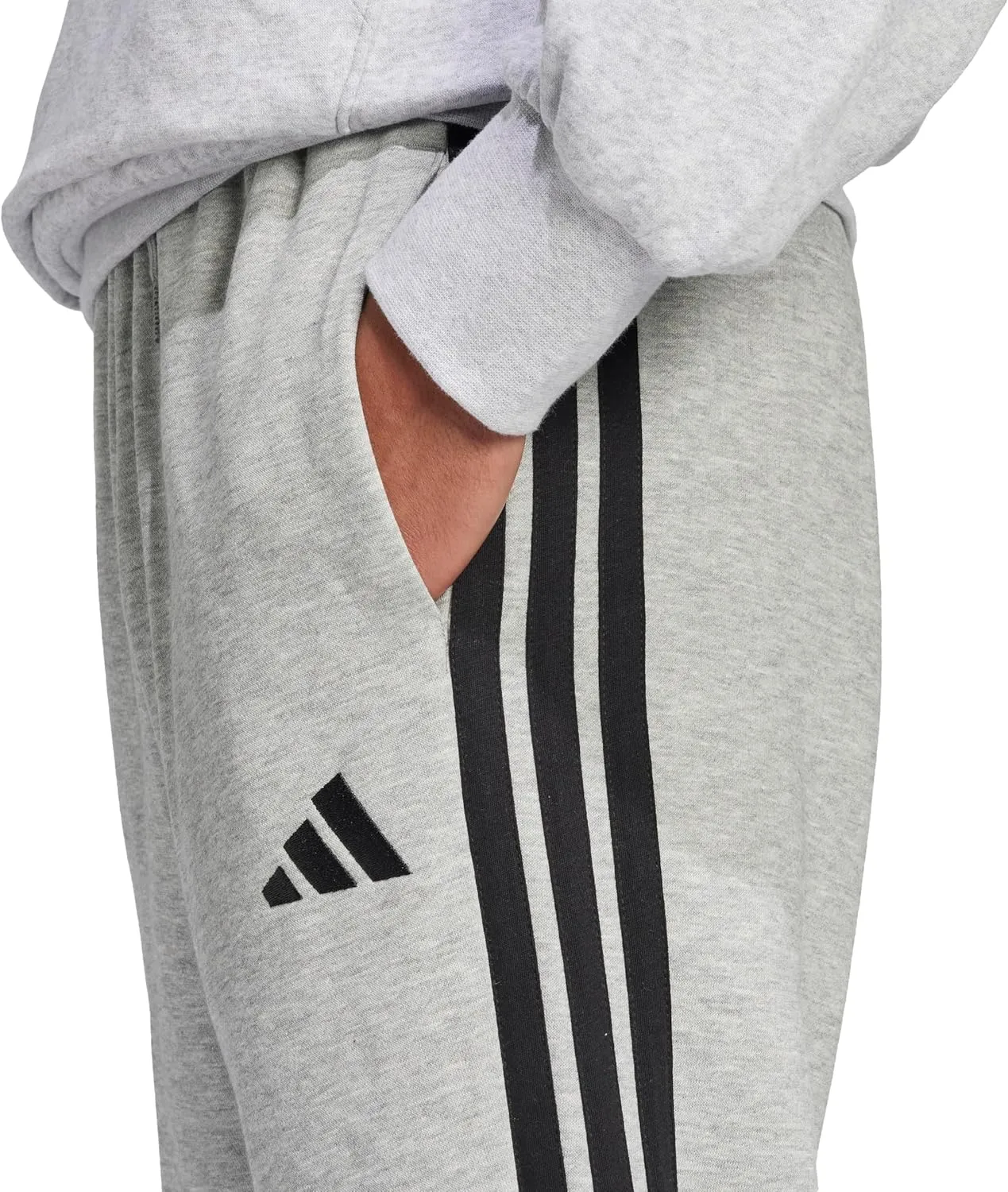 adidas Men's Essentials 3-Stripes Fleece Open Hem Pants