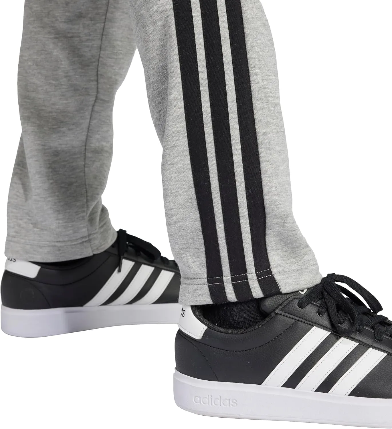 adidas Men's Essentials 3-Stripes Fleece Open Hem Pants