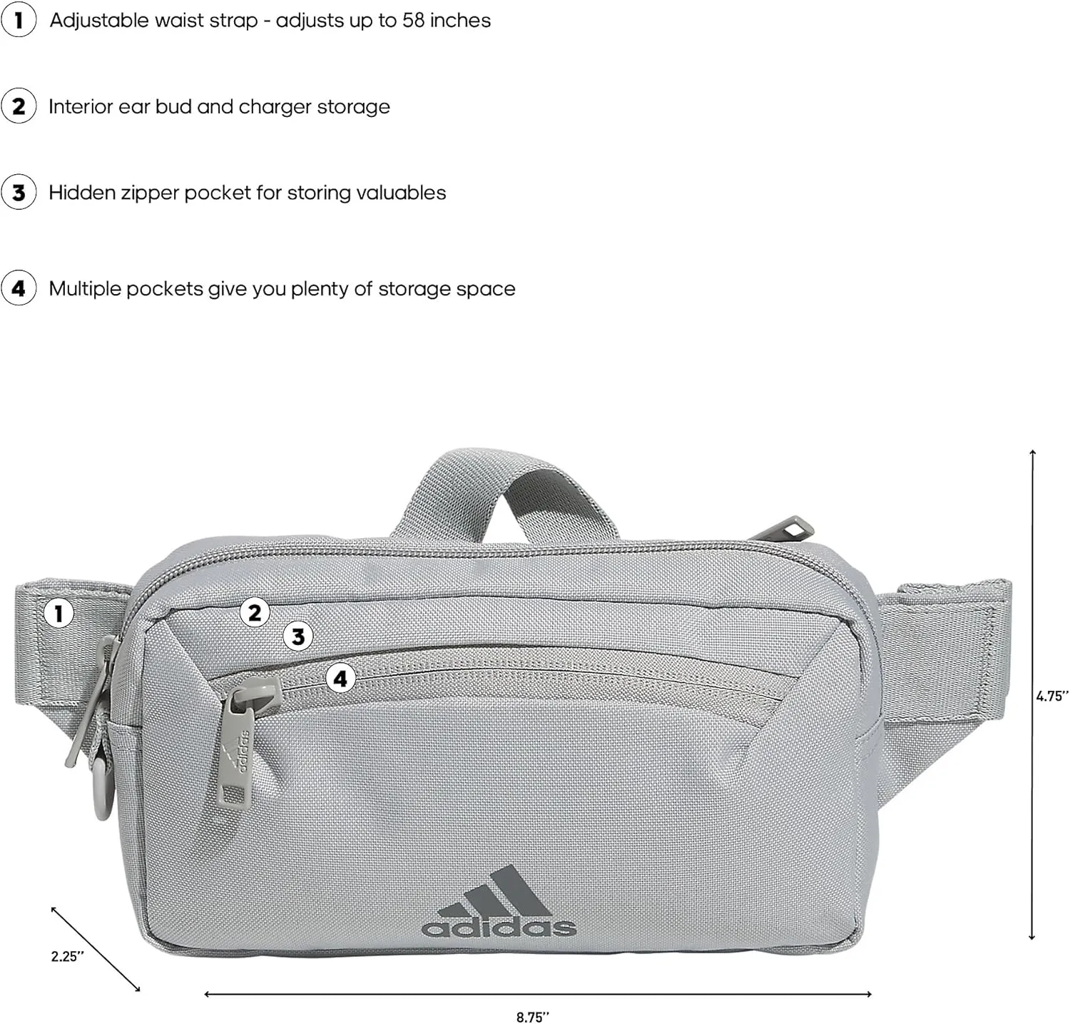 adidas Must Have 2.0 Belt Bag Crossbody Waist Pack with Adjustable Strap for Festivals and Travel